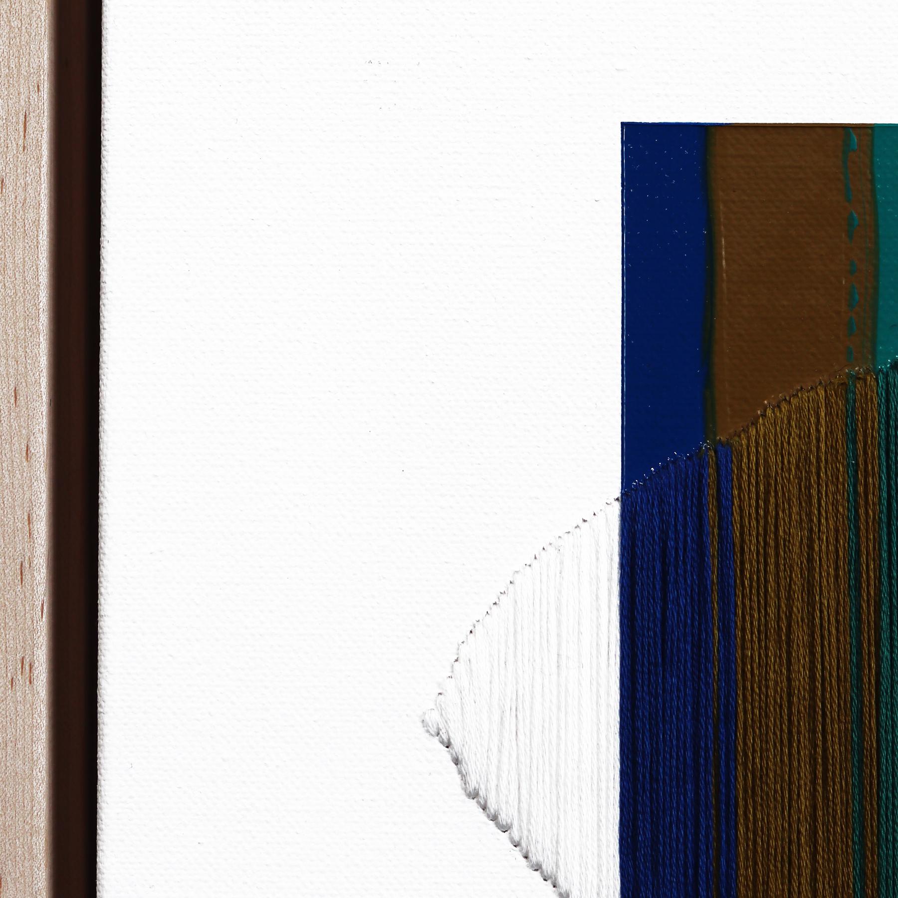 I've Walked Every Walkable Bridge - Framed Colorful Abstract Art - Beige Abstract Painting by Raul de la Torre