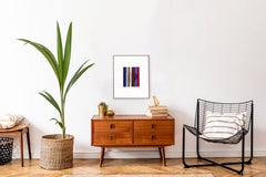 Durch dieses Fenster, dünne Flüsse – gerahmte, farbenfrohe, abstrakte Kunst