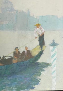 Raul Minas Mora (americano, 1915-1996) Gouache su tavola "Venezia" - Firmato
