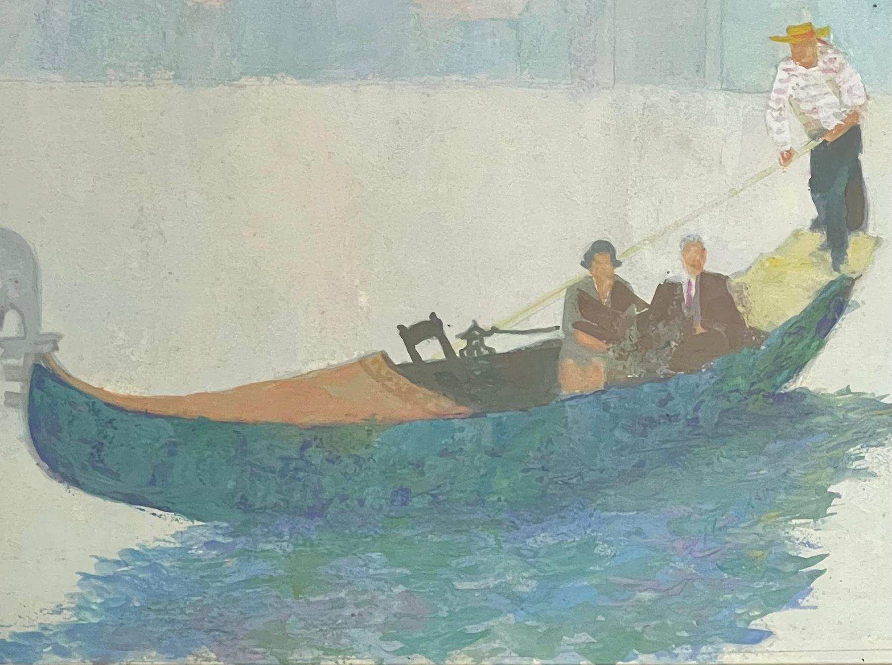 Raul Mina Mora (Américain 1915-1996) Gouache sur carton 'Venise' - Signé Bon état - En vente à San Francisco, CA