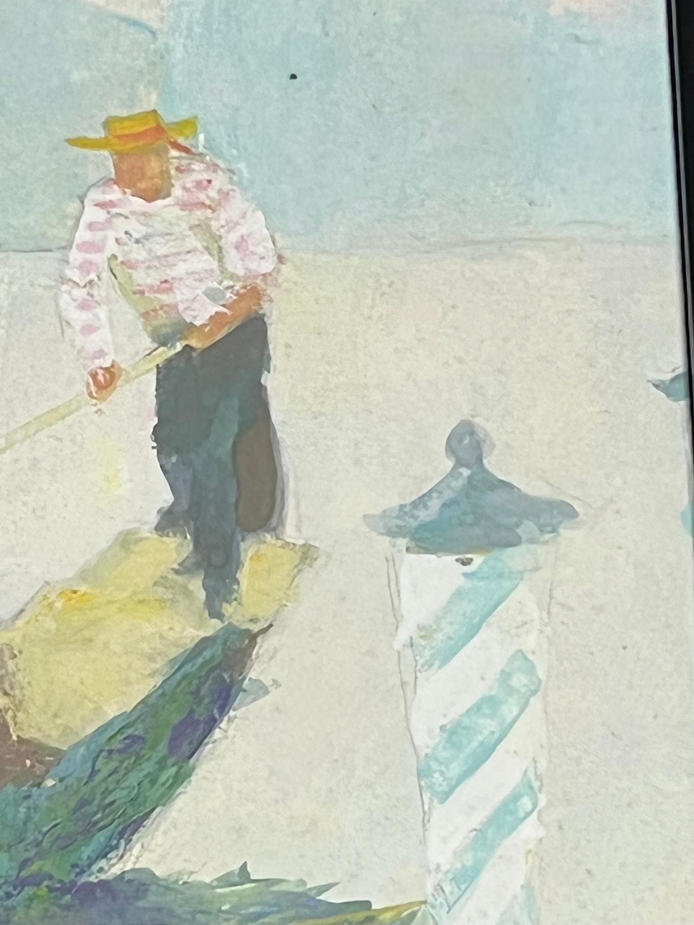 Milieu du XXe siècle Raul Mina Mora (Américain 1915-1996) Gouache sur carton 'Venise' - Signé en vente
