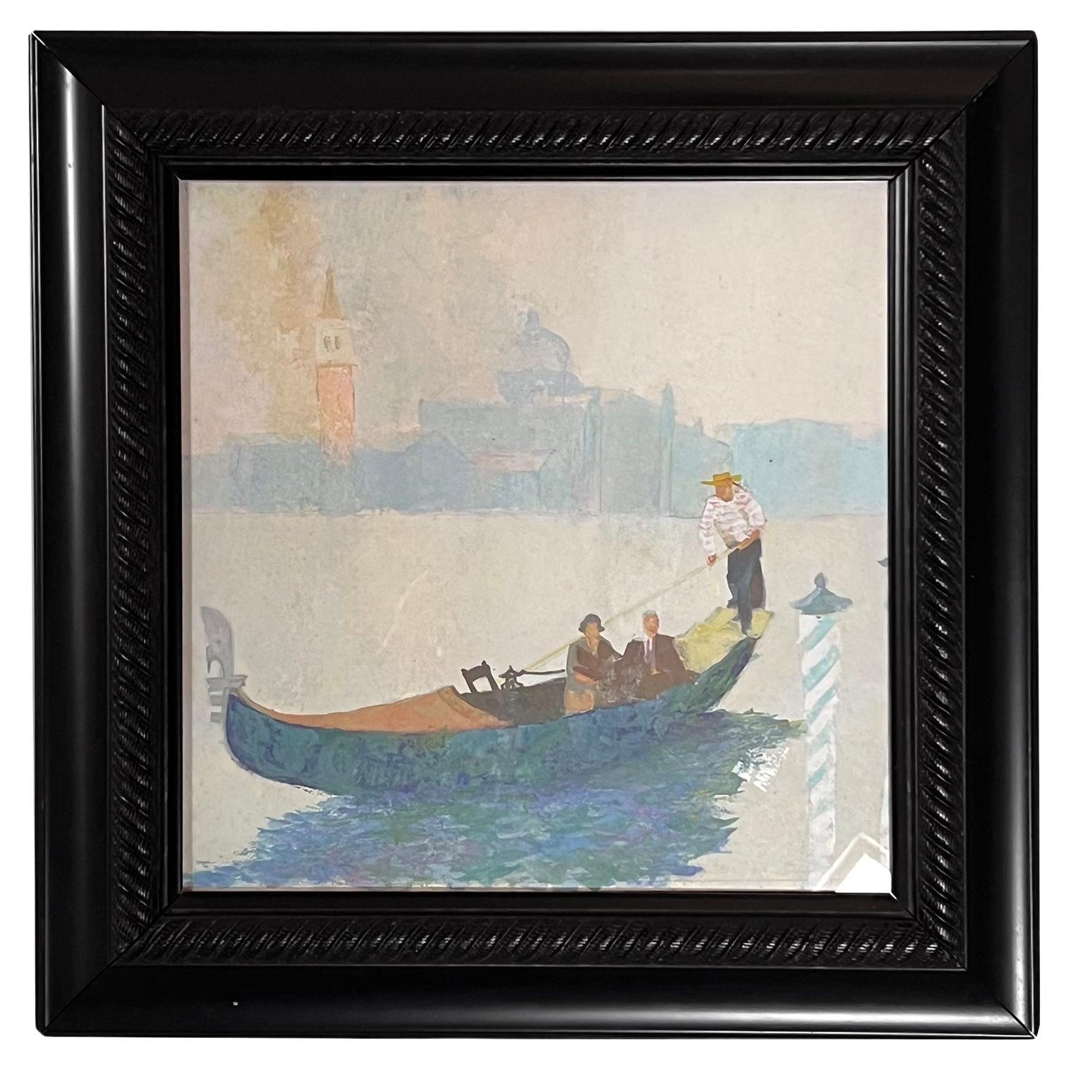 Raul Mina Mora (Américain 1915-1996) Gouache sur carton 'Venise' - Signé en vente