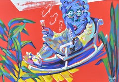 My Grandma smoking pipe , 2012. Acrylic on cardboard, 70x100 cm