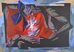 Wunderkerze/Kreuztragung, zweiseitig, 2010. Acryl/Karton, 60x80 cm