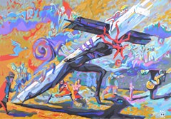 Wunderkerze/Kreuztragung, zweiseitig, 2010. Acryl/Karton, 60x80 cm