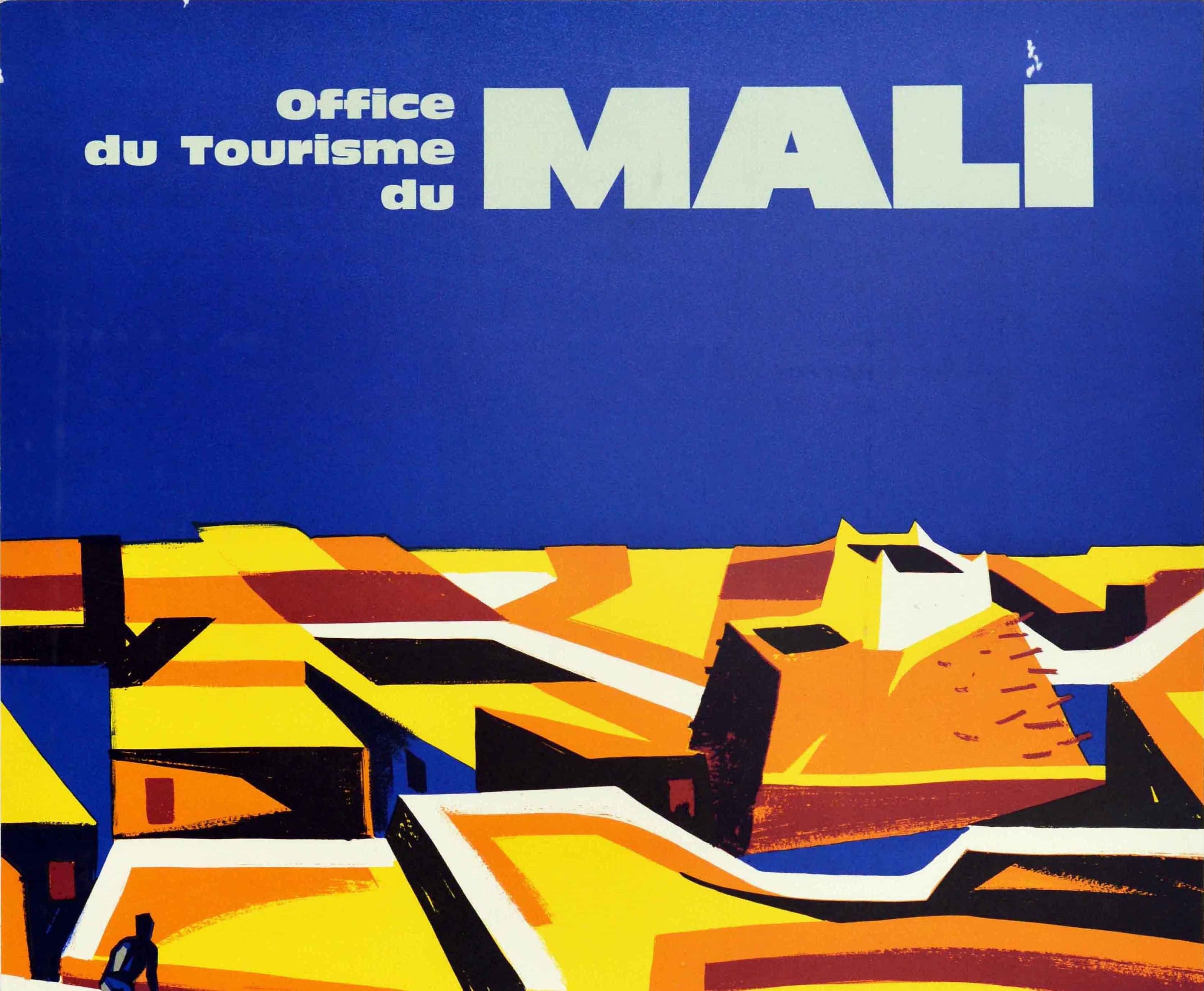Original Vintage Travel Poster Mali Gao West Africa Office Du Tourisme City View - Print by Rault