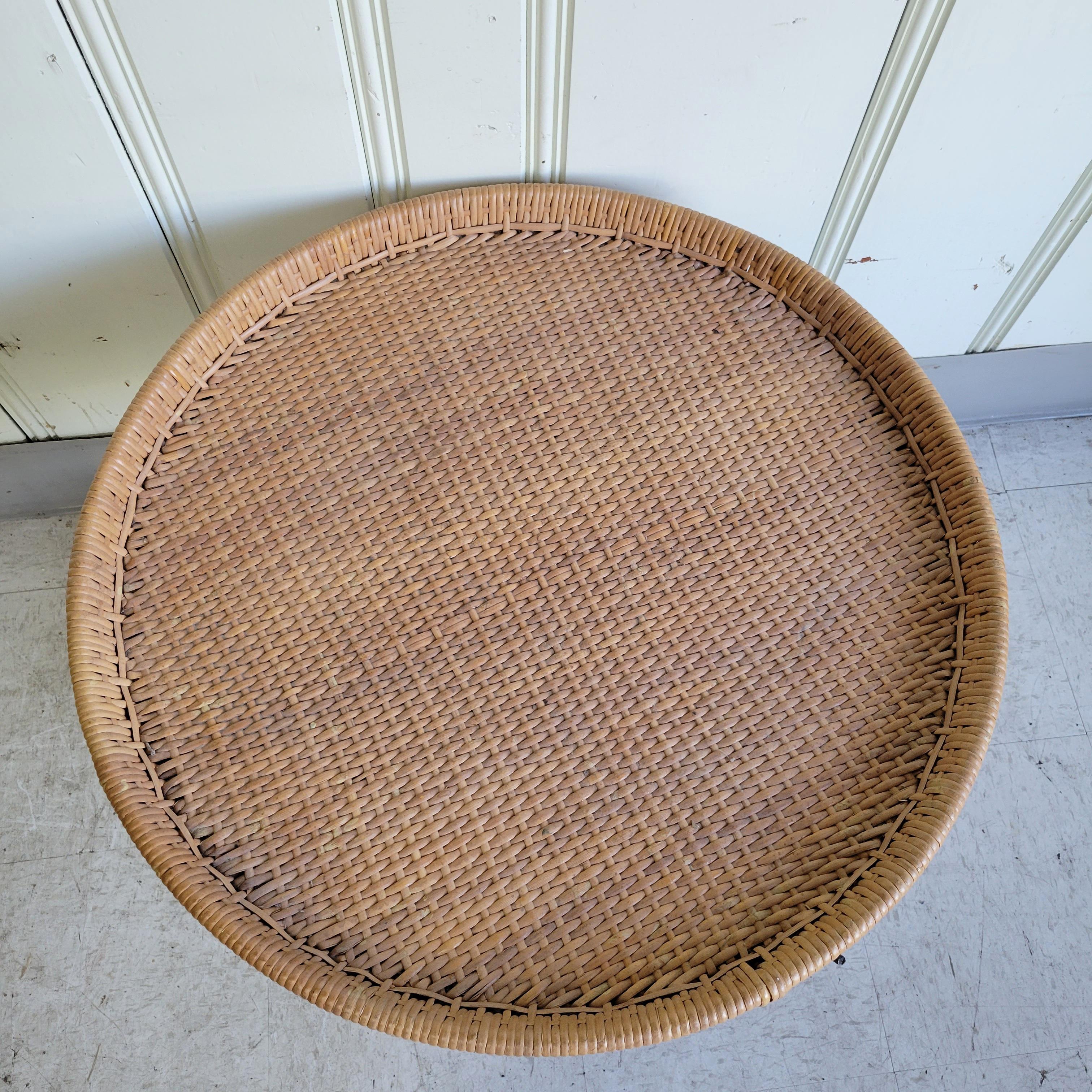Mid-20th Century Raymor Iron Rattan Coffee Occasional Table For Sale