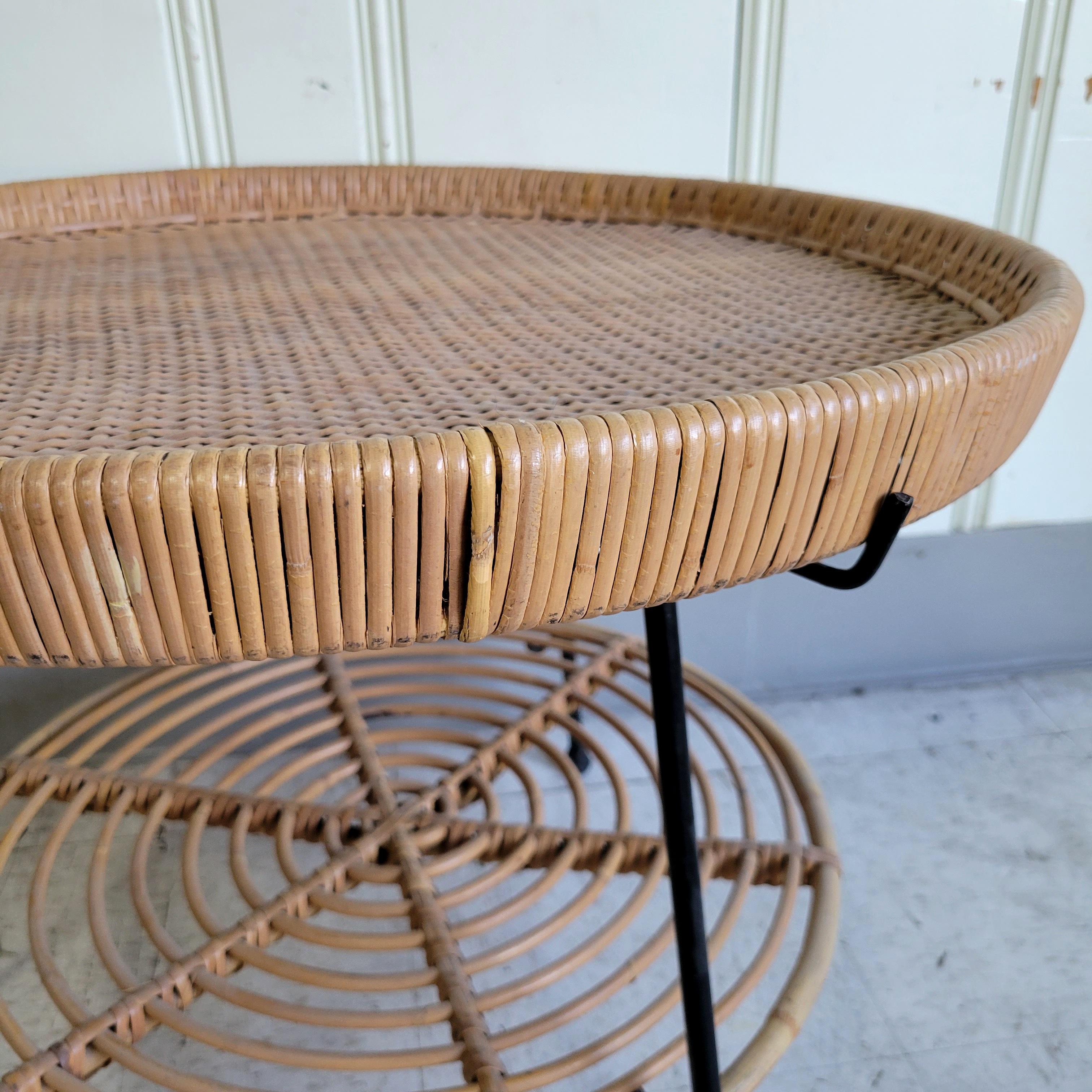 Raymor Iron Rattan Coffee Occasional Table For Sale 2