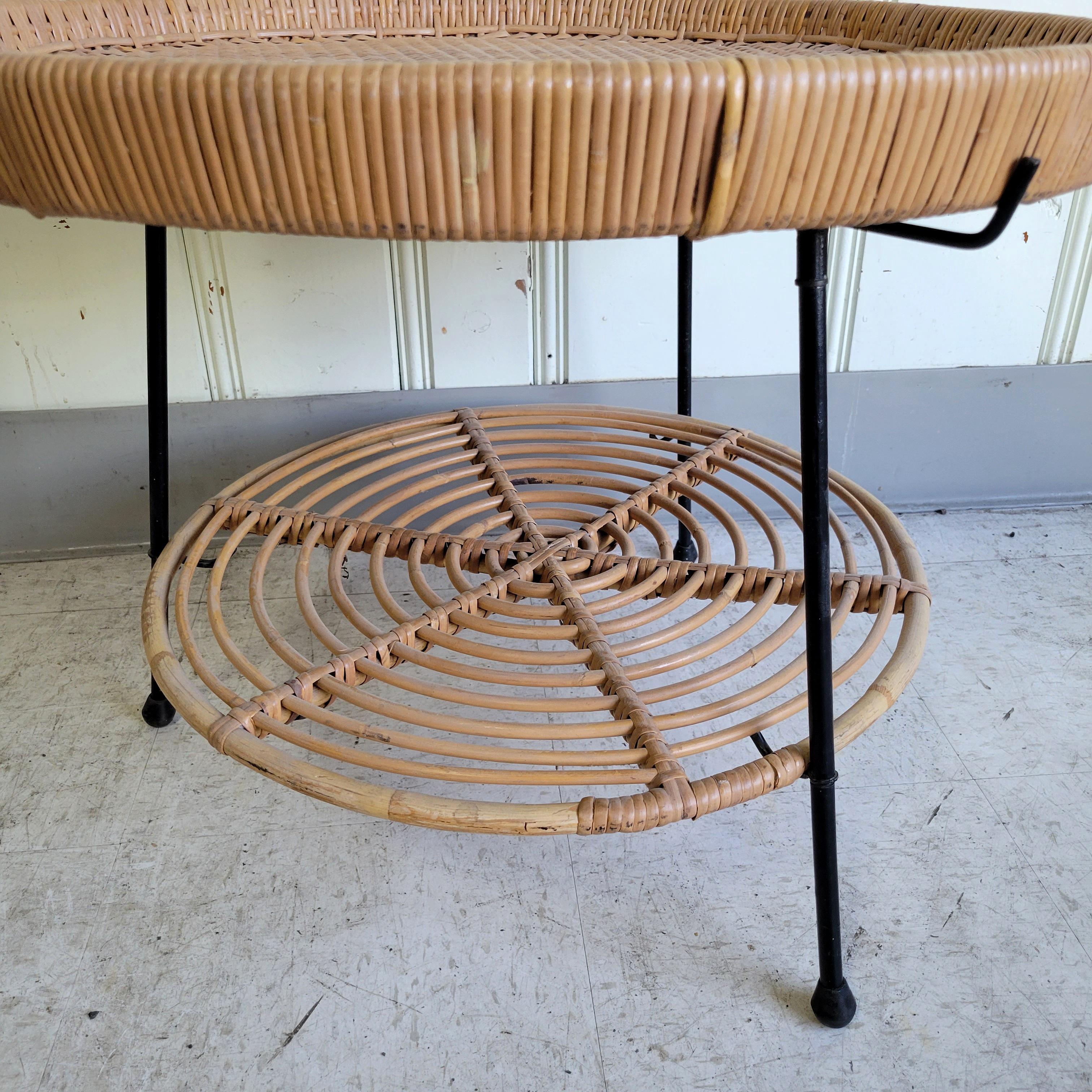 Raymor Iron Rattan Coffee Occasional Table For Sale 3