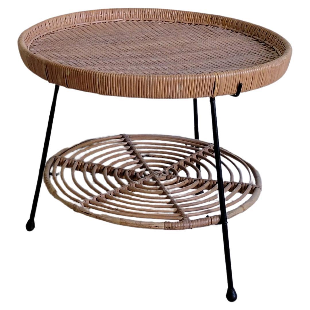 Raymor Iron Rattan Coffee Occasional Table For Sale