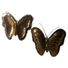 Ravarini Castoldi Milano Pair of butterfly wall lamps in gilded metal, branded