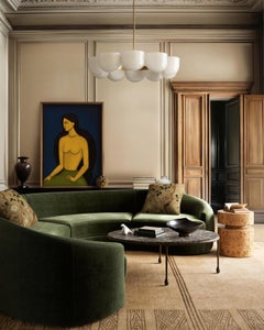 Table basse en marbre et fer "Ravelle" par Christiane Lemieux