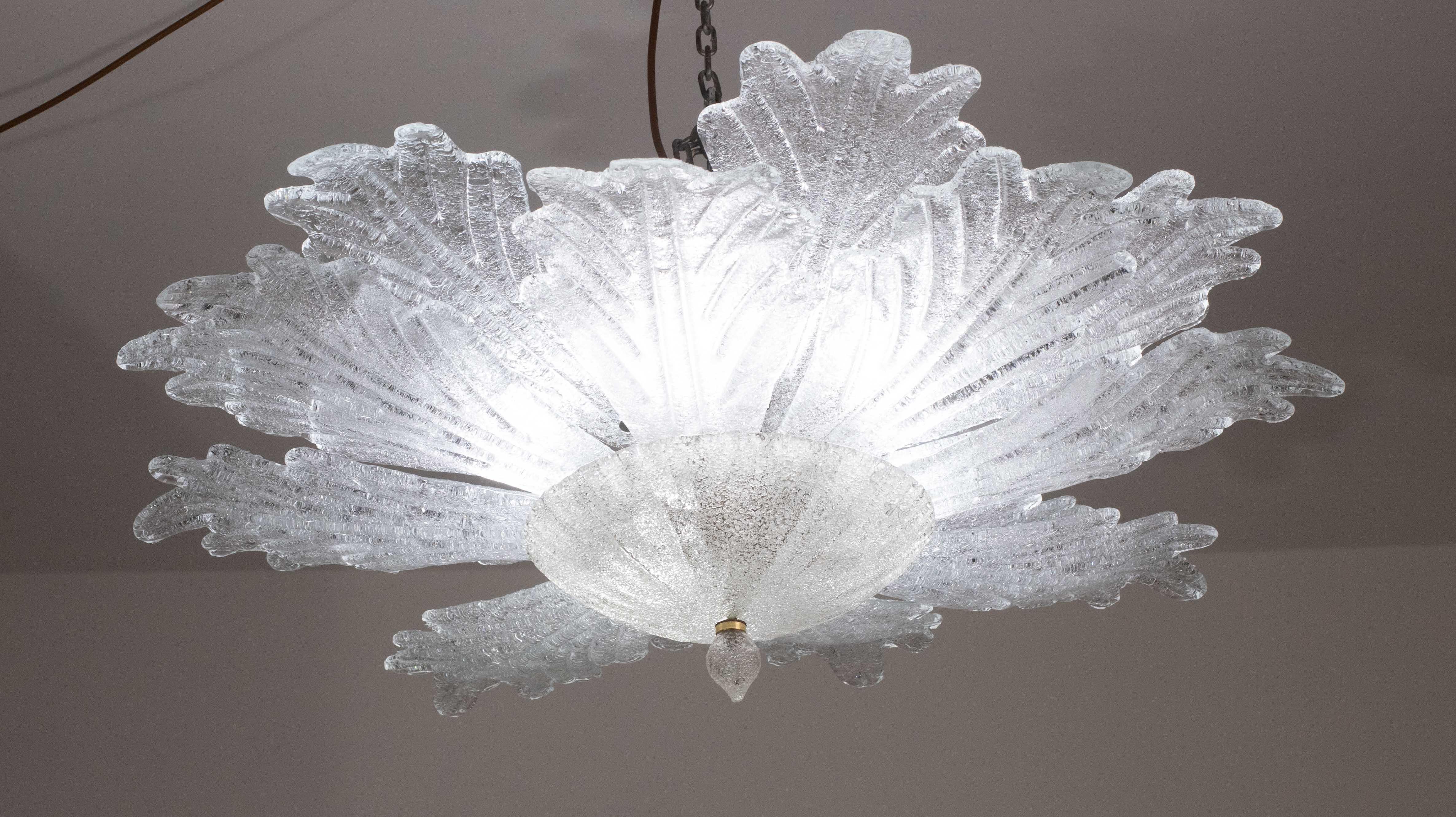 Late 20th Century Ravello, Large Size Vintage Murano Trasparent Glass Ceiling Light For Sale