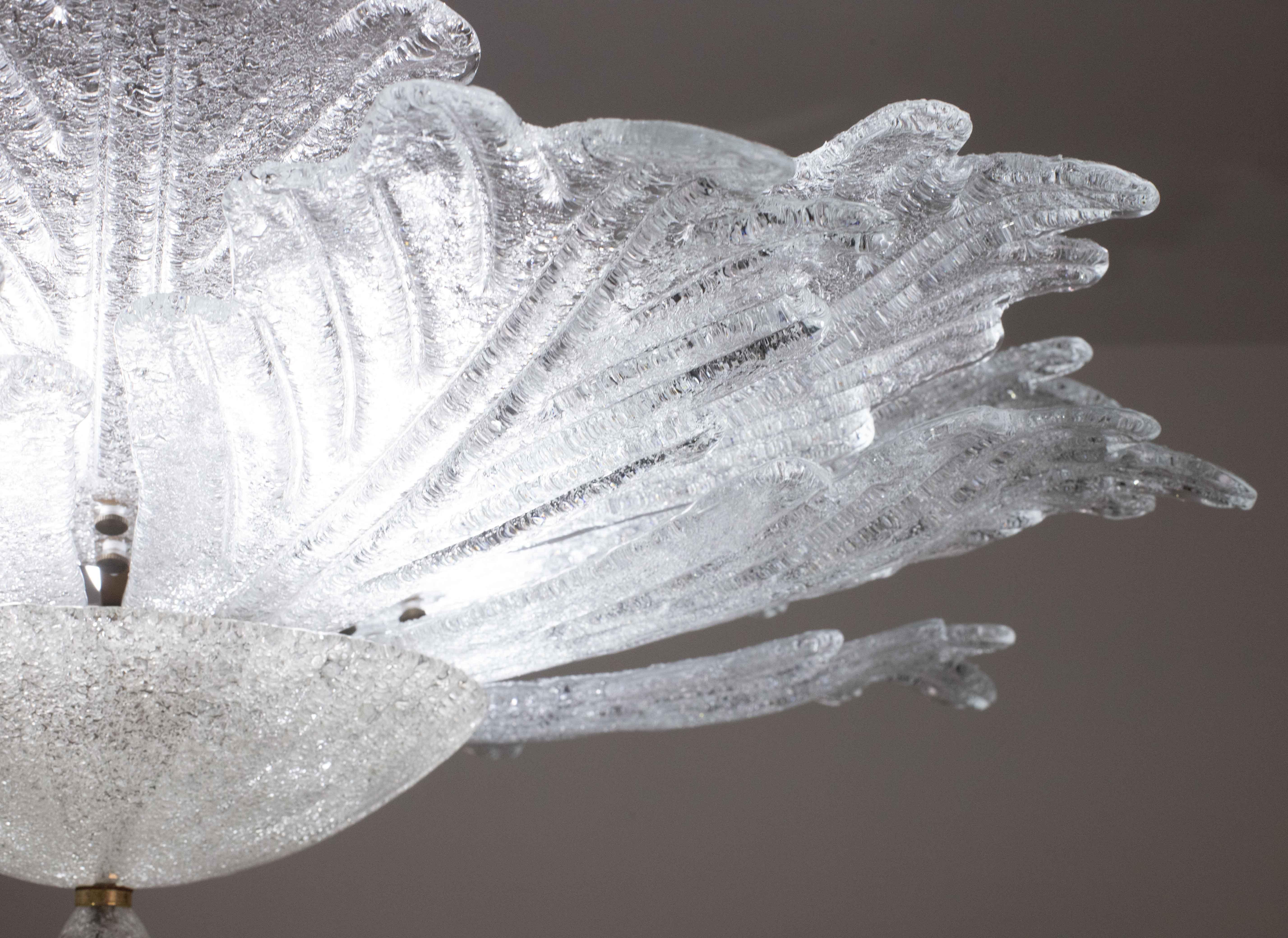 Ravello, Large Size Vintage Murano Trasparent Glass Ceiling Light For Sale 1