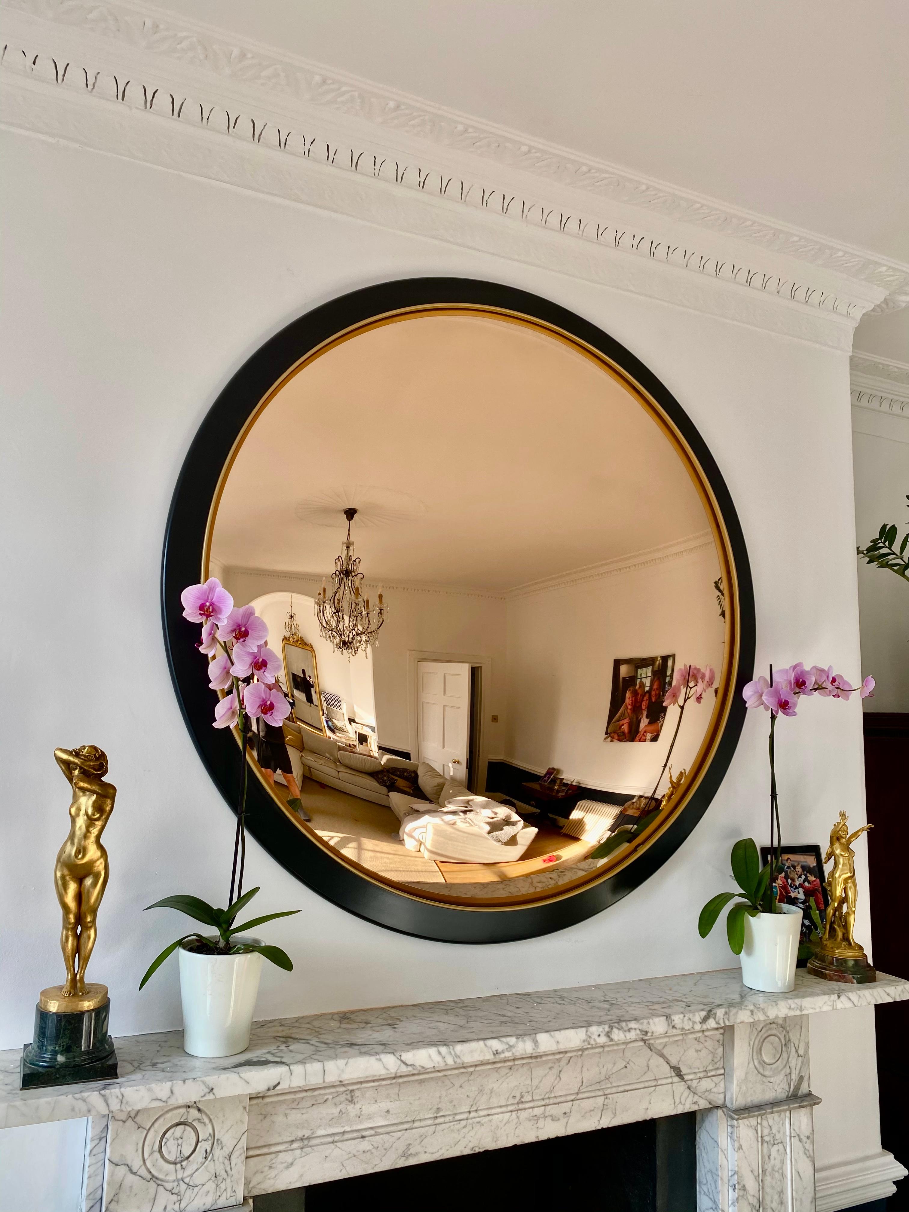 Silvered Ravello Nero Convex Mirror 52