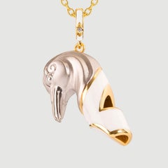 Naimah, Raven Whistle Pendant Necklace, White Enamel