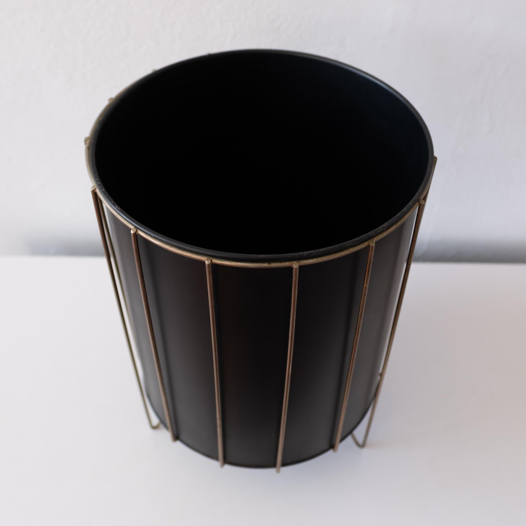 American Raveneare Mid Century Brass Hairpin Waste Basket Trash Can