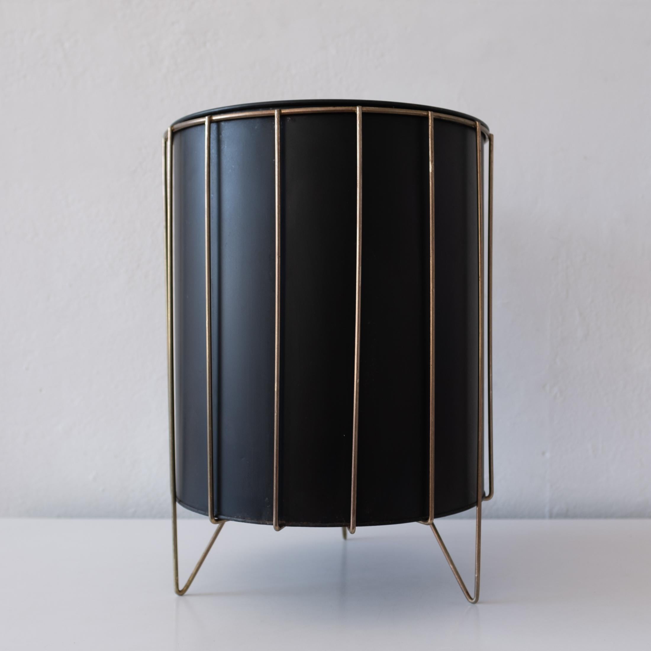 Mid-20th Century Raveneare Mid Century Brass Hairpin Waste Basket Trash Can