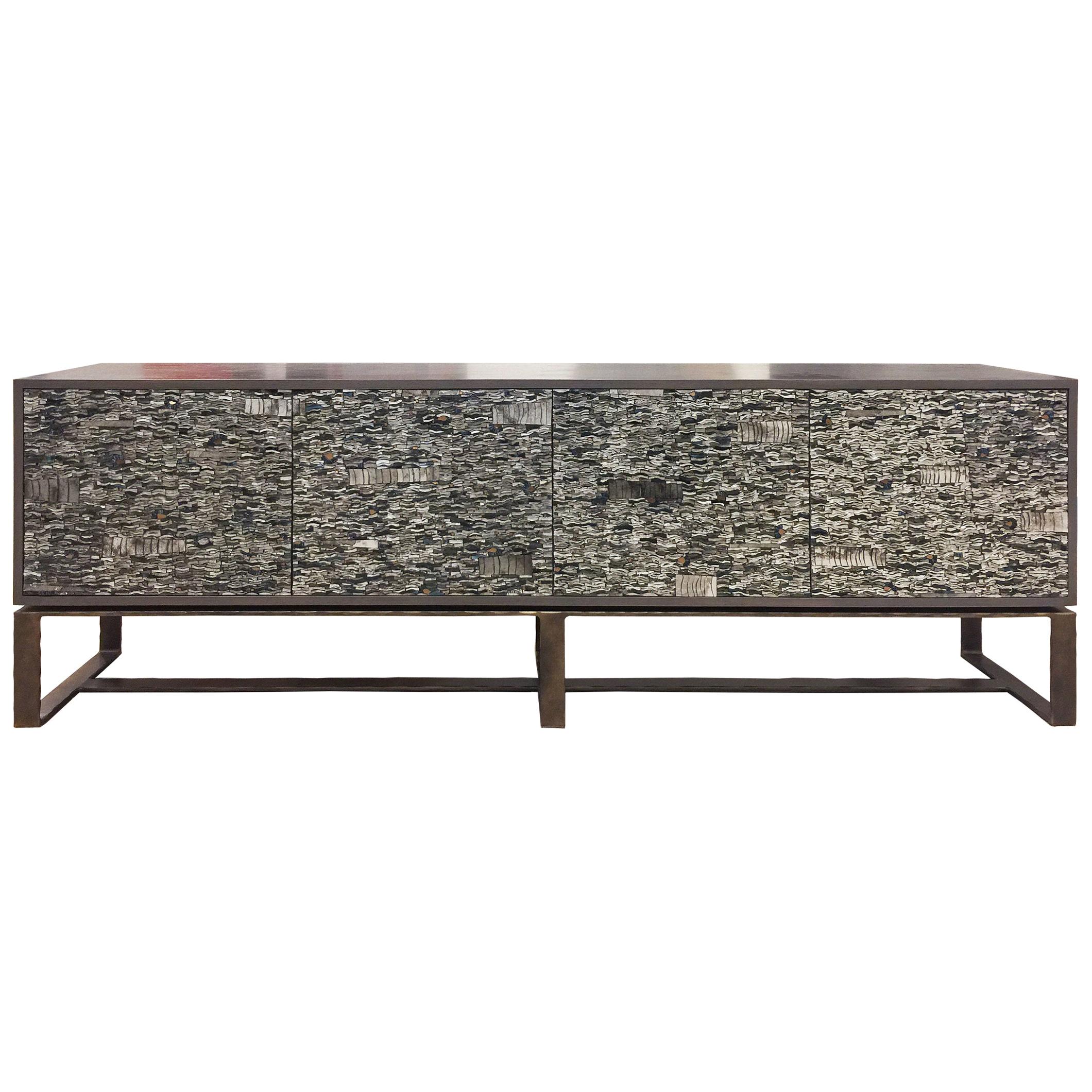 Modern Ravenna 4-Door Buffet with Forged Metal by Ercole Home For Sale