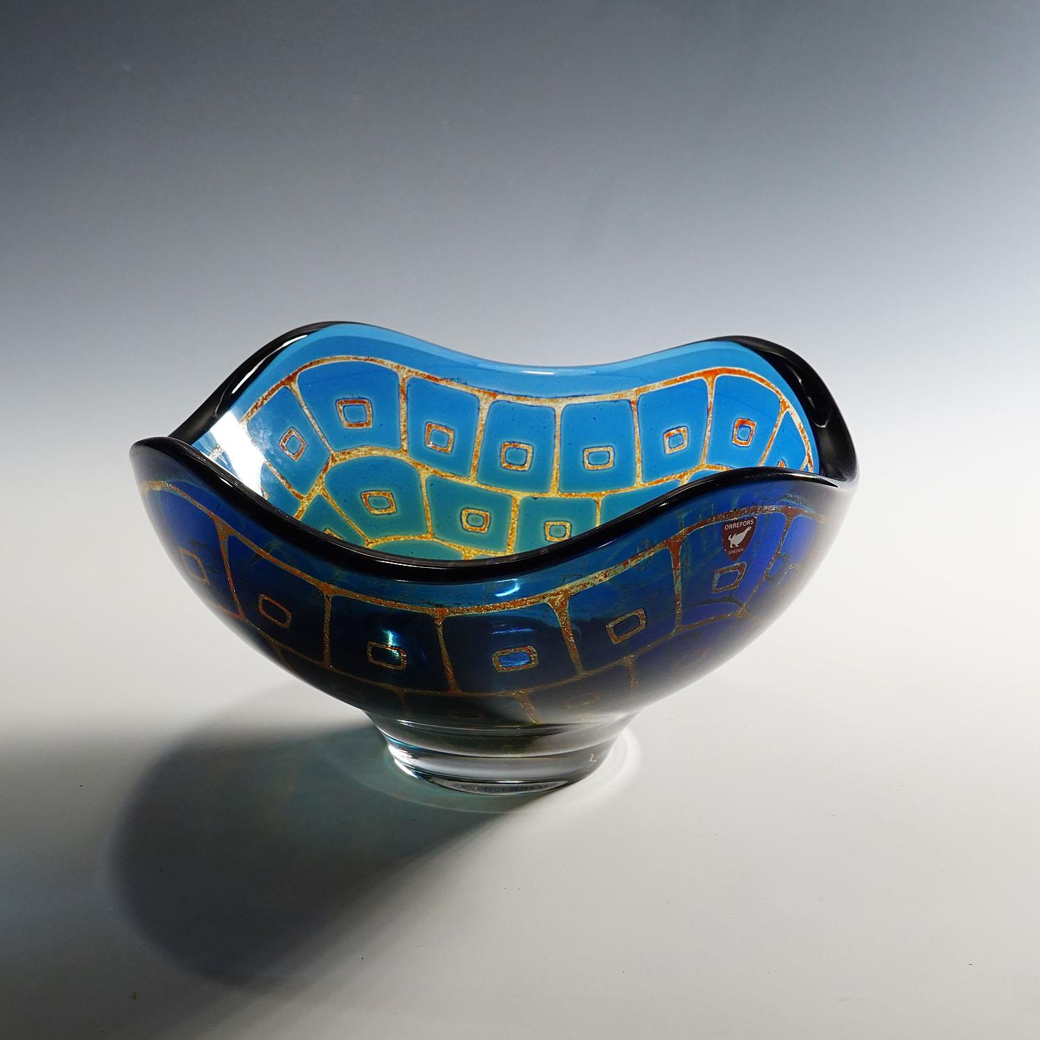 Swedish Ravenna Bowl by Sven Palmquist for Orrefors, Sweden 1950s For Sale