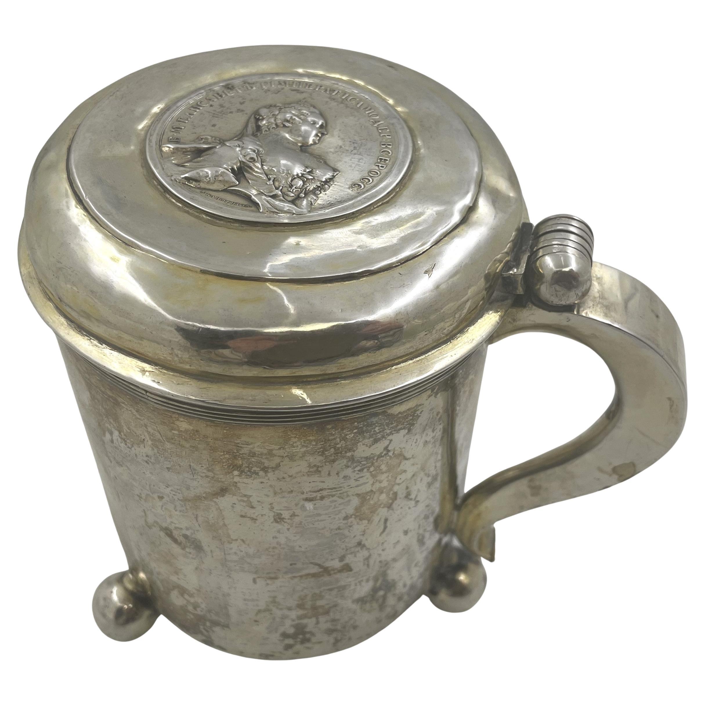 Ravich Russian Commemorative Tankard aus Silber des 18. Jahrhunderts für Kaiserin Elizabeth