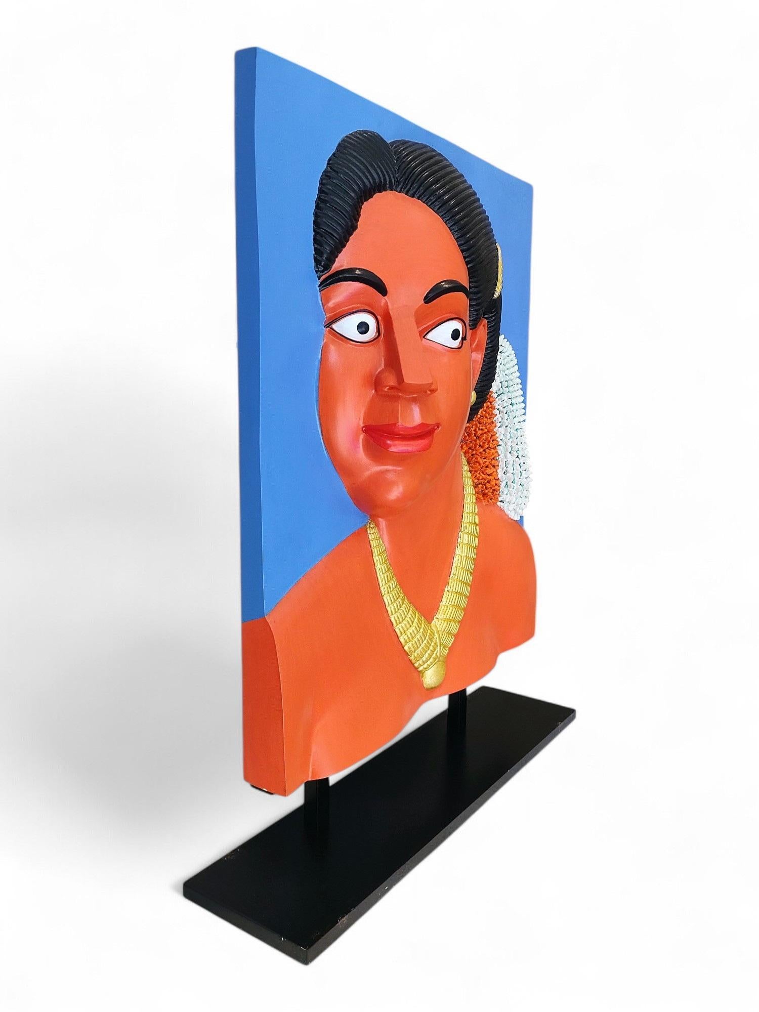 Bemaltes Bronze-Basrelief-Porträt von Ravinder Reddy, Auflage 4/8, 2011 im Angebot 3
