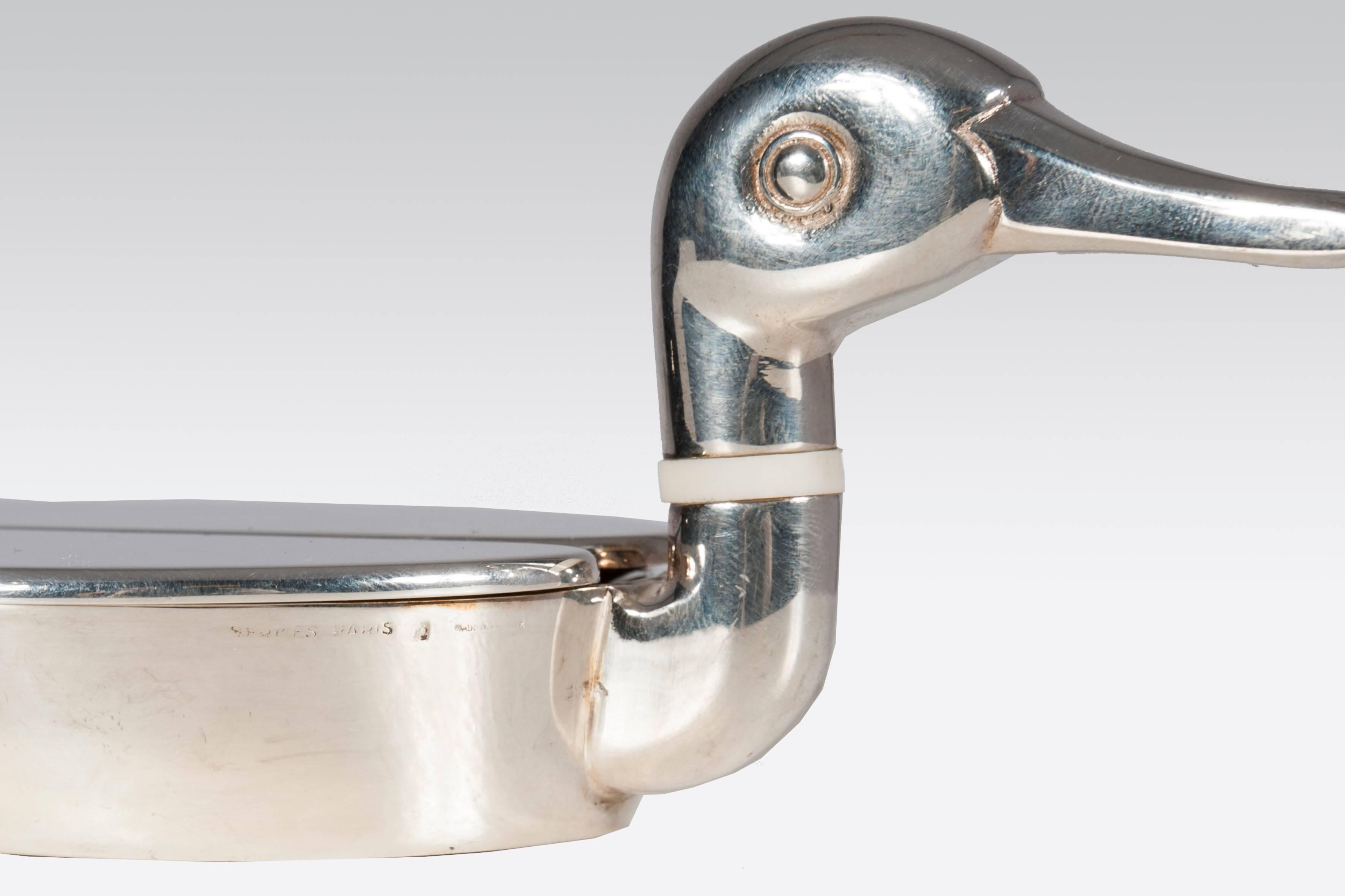 Ravinet d'Enfer for Hermès Duck Silver Plated Box In Excellent Condition In Brussels, BE