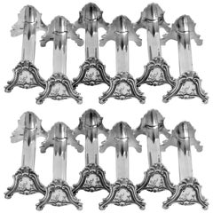Ravinet D'Enfert Antique French Silver Knife Rests Set of 12 Pieces
