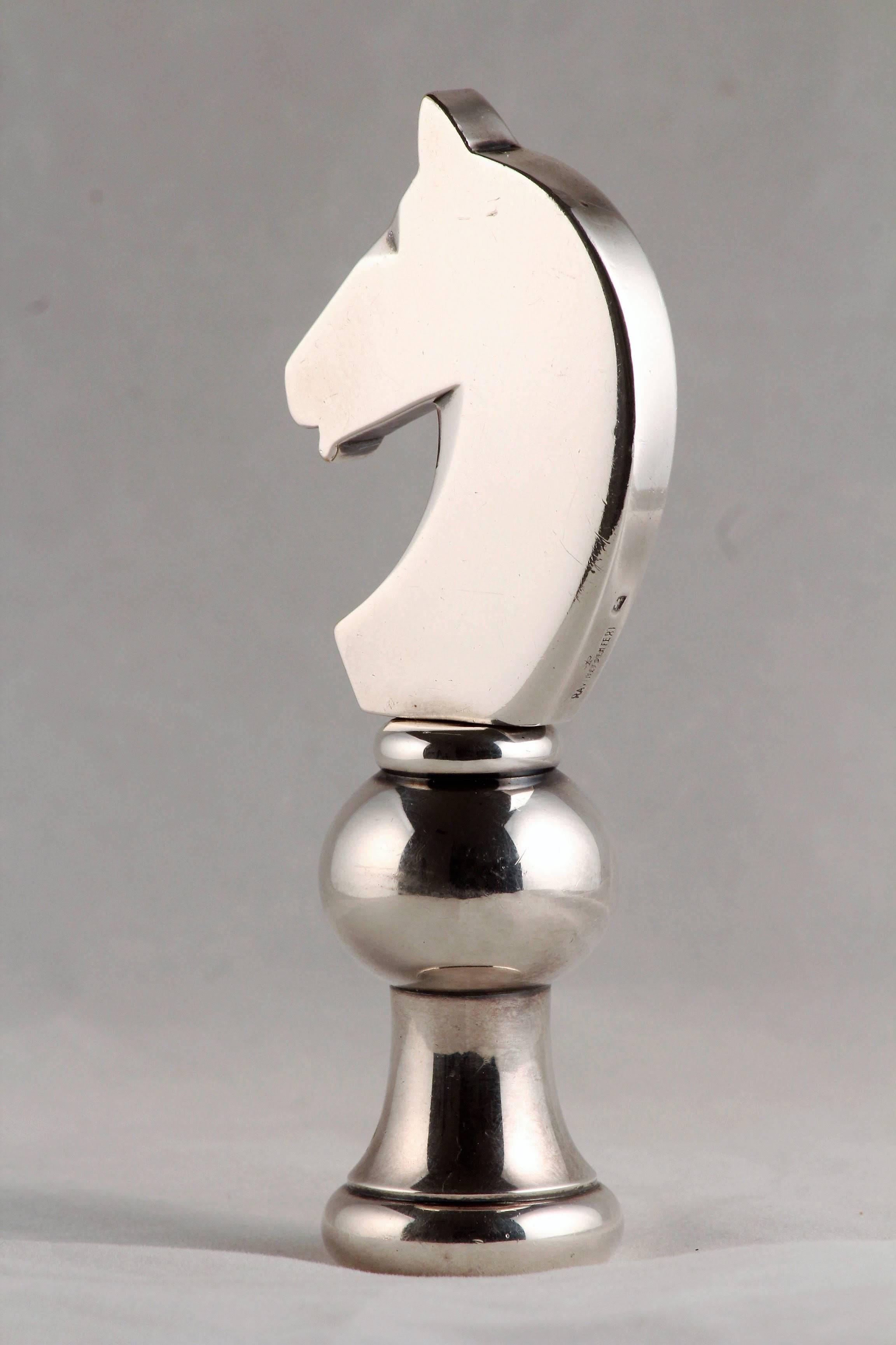 Ravinet d'Enfert for Hermes Silver Equestrian Paper Weight Bottle Opener 70s In Good Condition In Port Saint Lucie, FL