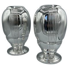Ravinet D'enfert - Pair Of Solid Silver Vases Artdeco Period