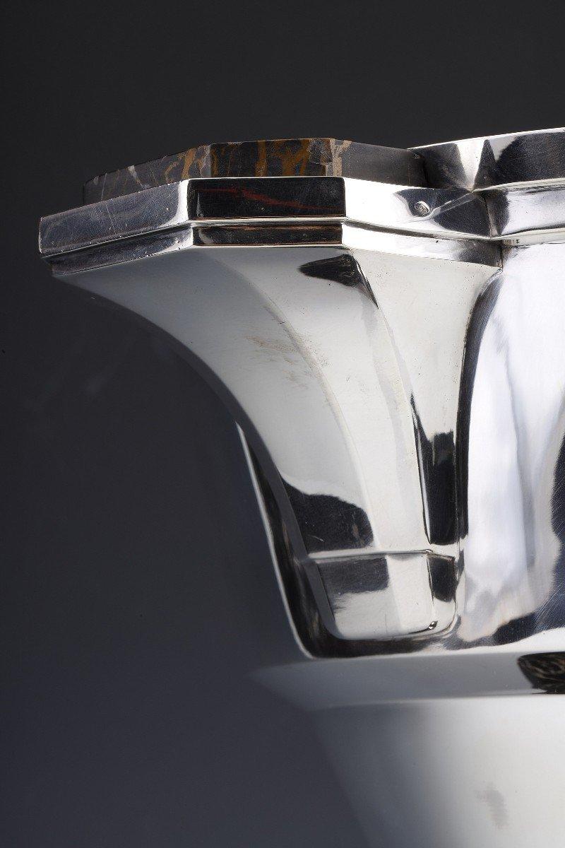 Ravinet d'Enfert – Silber refresher auf Portor-Marmor, um 1930 im Zustand „Gut“ im Angebot in SAINT-OUEN-SUR-SEINE, FR