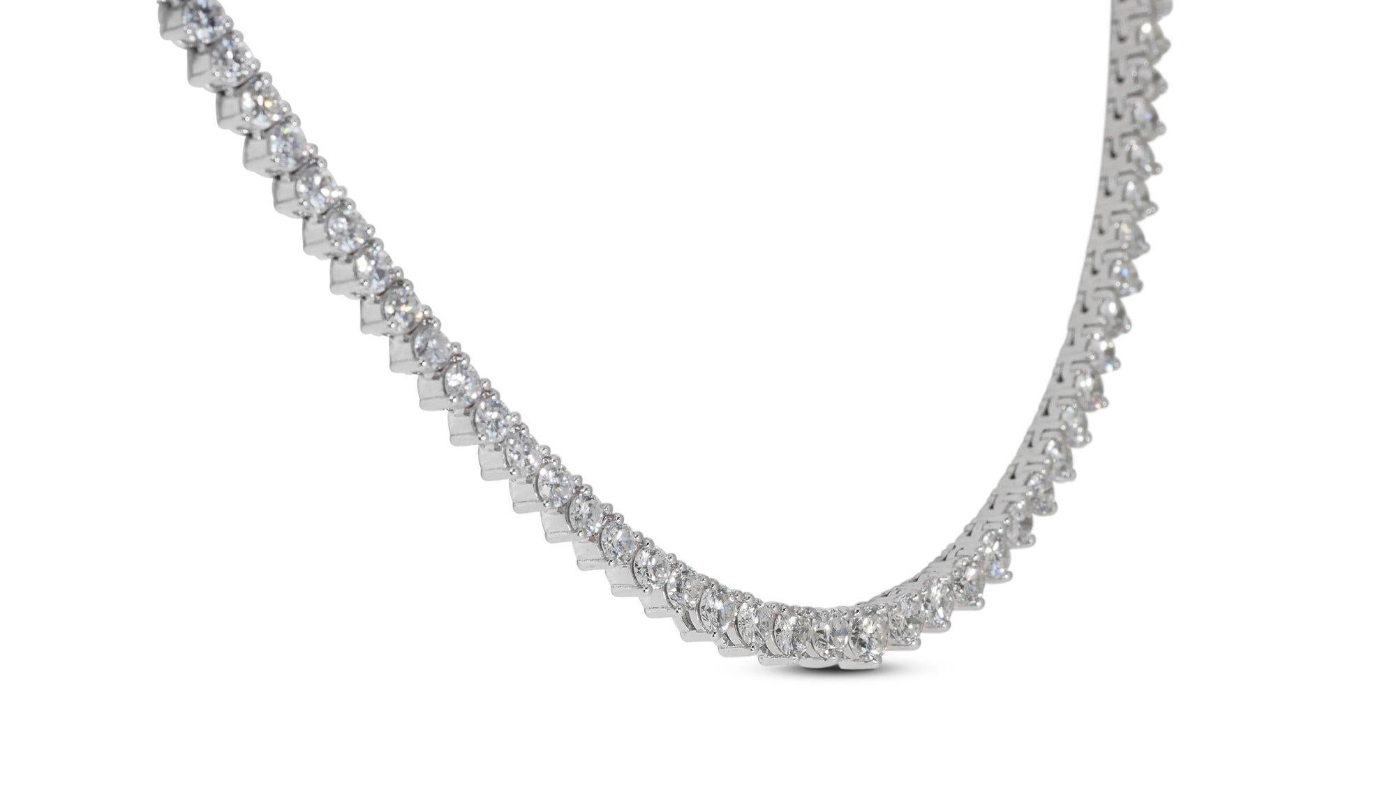 Ravishing 14k White Gold Necklace w/ 8.36 ct Natural Diamonds IGI Certificate For Sale 6