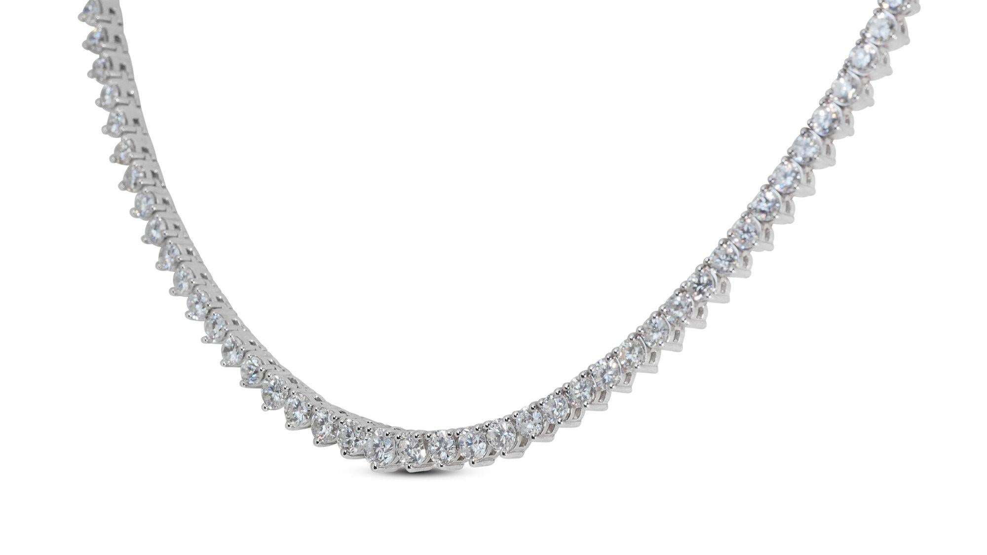 Ravishing 14k White Gold Necklace w/ 8.36 ct Natural Diamonds IGI Certificate For Sale 7