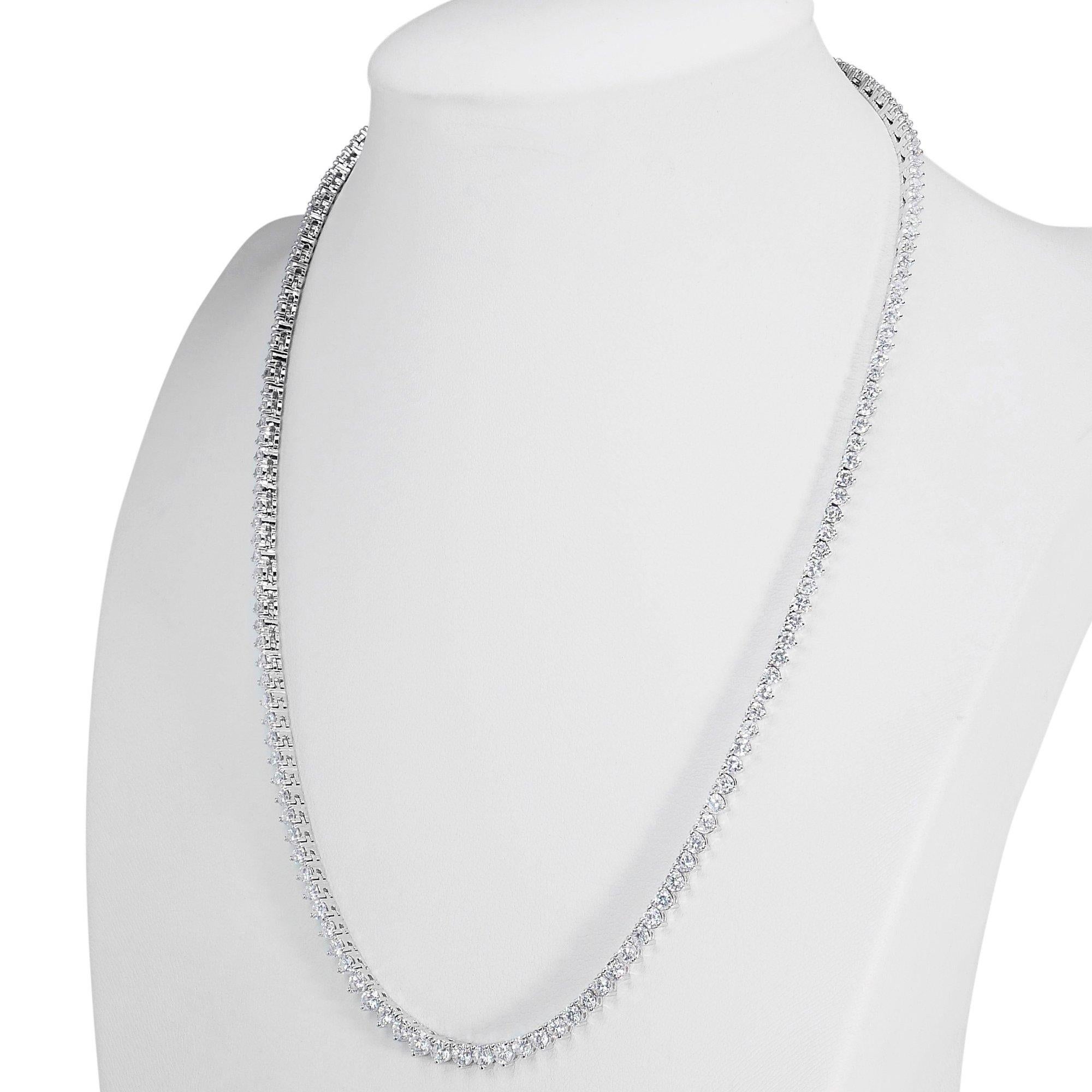 Women's Ravishing 14k White Gold Necklace w/ 8.36 ct Natural Diamonds IGI Certificate For Sale