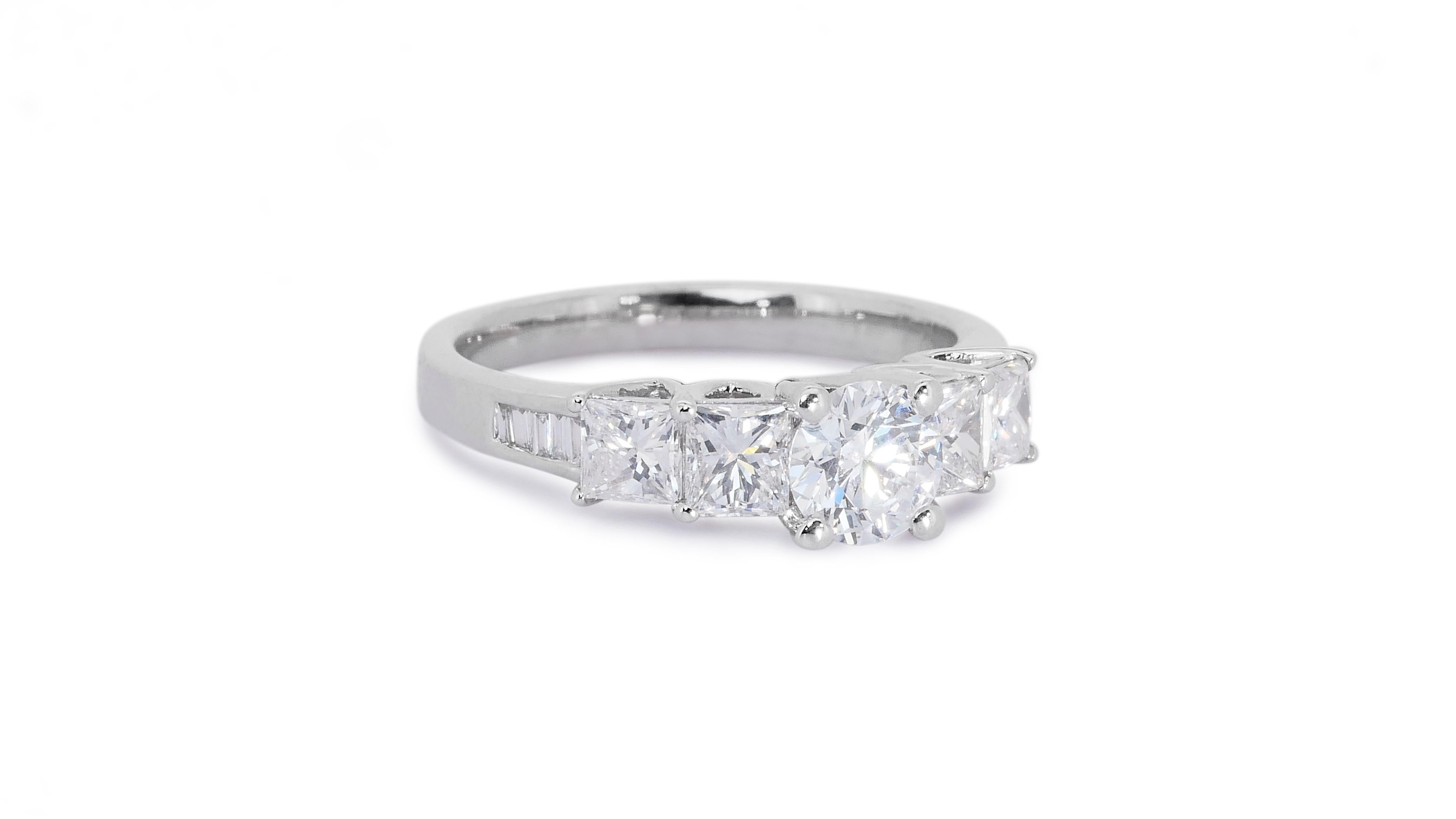 Ravishing 18 Karat Weißgold Ring mit 5 Steinen und 1,16 Karat natürlichen Diamanten AIG-Zertifikat 2