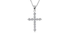 Ravishing 18k White Gold Cross Necklace W/ 1.13 Ct Natural Diamonds Igi Cert