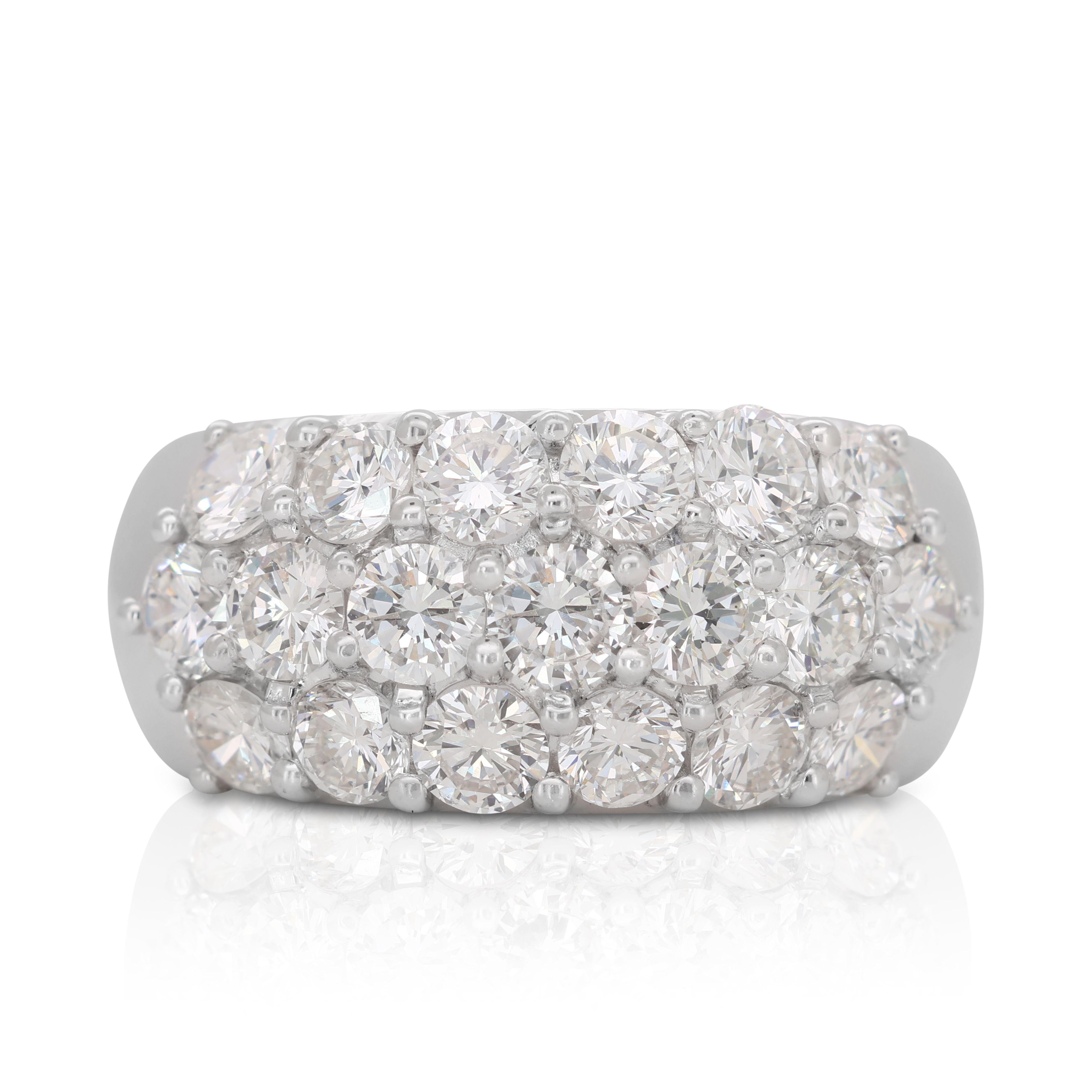 Ravishing 18k White Gold Dome Ring with 2.2 Ct Natural Diamonds IGI Certificate