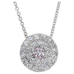 Ravishing 18k White Gold Halo Necklace w/ 0.84 ct Natural Diamonds IGI Cert
