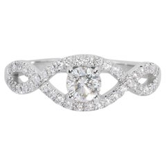 Ravishing 18k White Gold Infinity Ring w/ 0.65 Carat Natural Diamonds AIG Cert