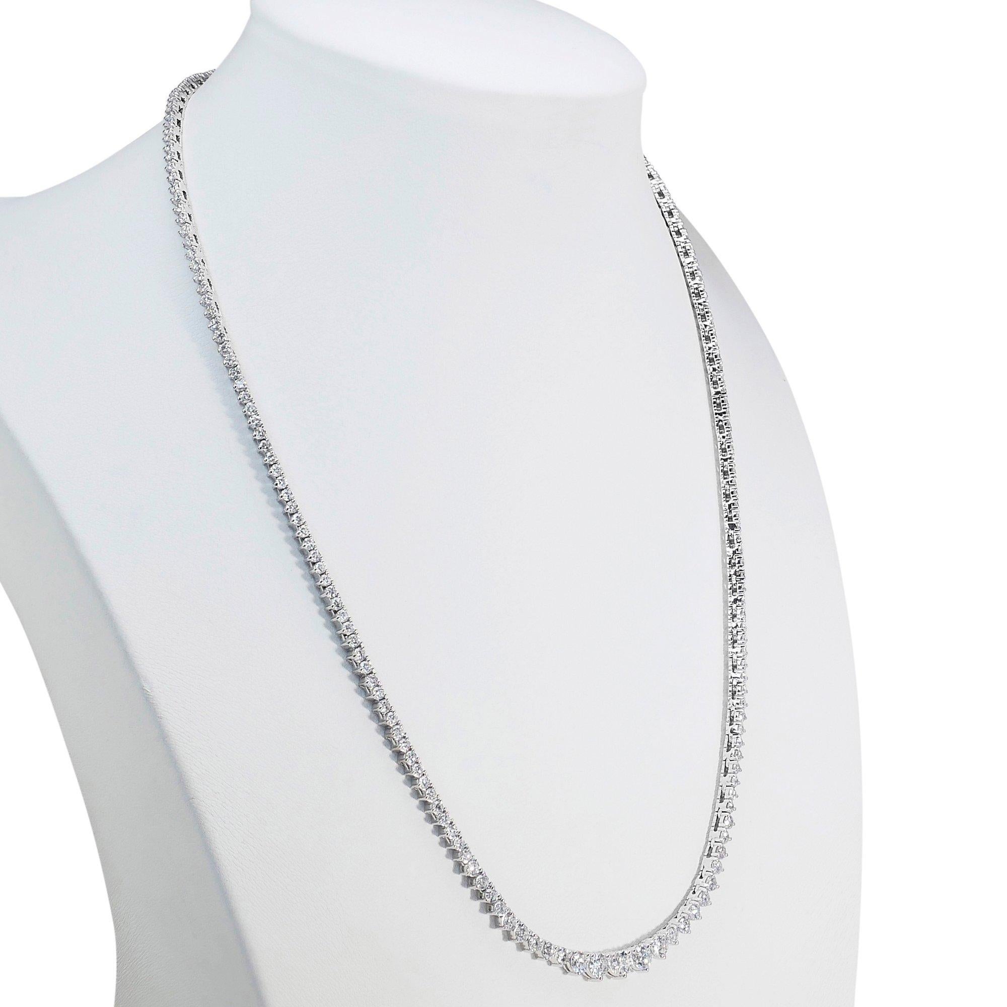 Women's Ravishing 18k White Gold Necklace w/ 5.78 ct Natural Diamonds IGI Certificate For Sale