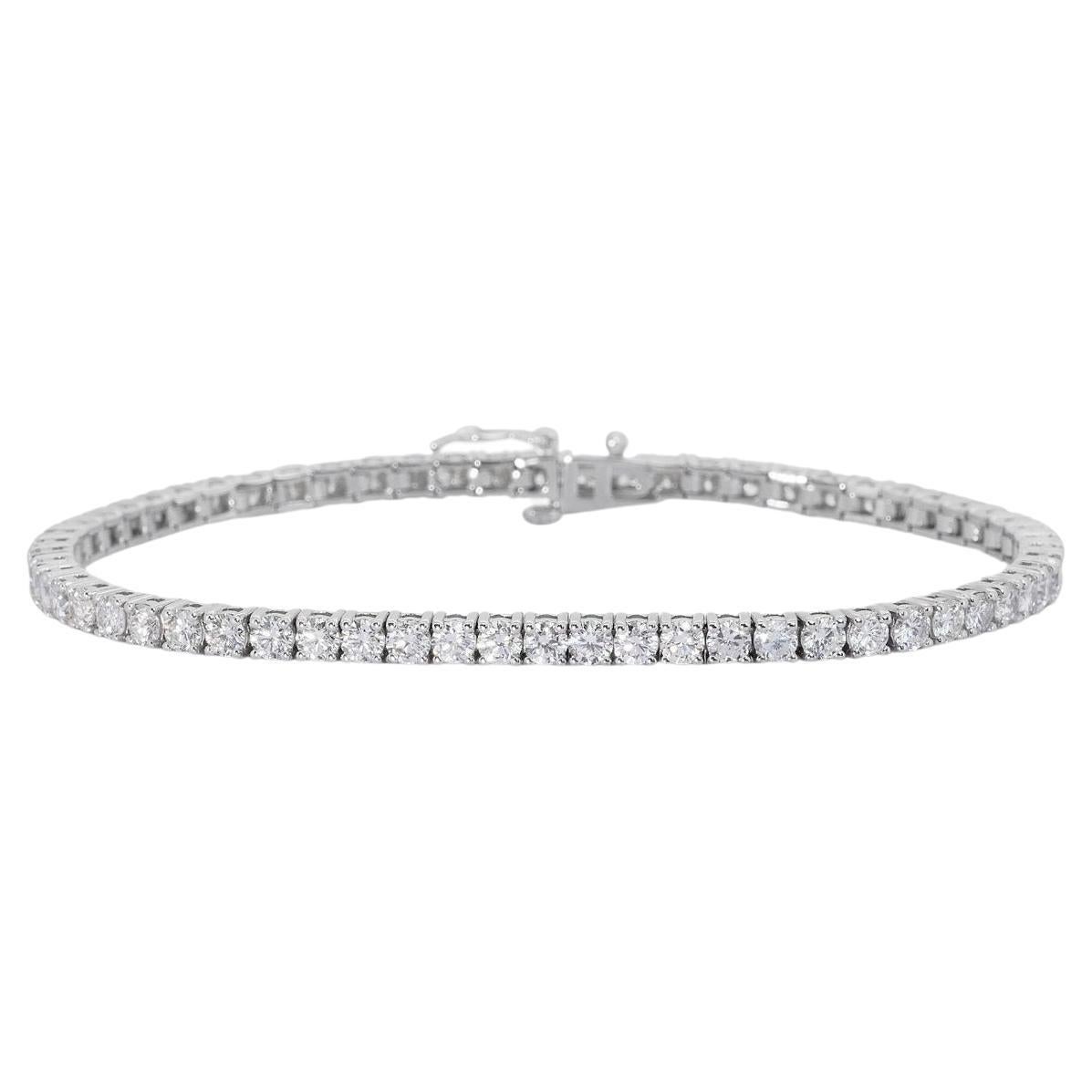 Ravissant bracelet en or blanc 18 carats avec 6,02 carats de diamants naturels et certificat IGI