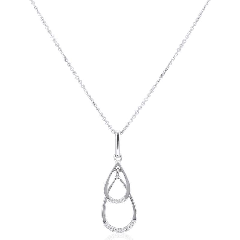 Women's Ravishing 18k White Gold Necklace with Pendant with 0.05ct Natural Diamonds For Sale
