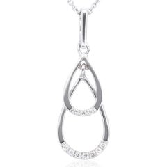 Ravissant collier en or blanc 18 carats avec pendentif et diamants naturels de 0,05 carat