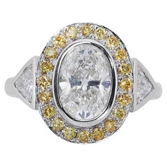 Ravishing 18k Weißgold Oval Ring mit 1,90 Karat natürlichen Diamanten IGI-Zertifikat