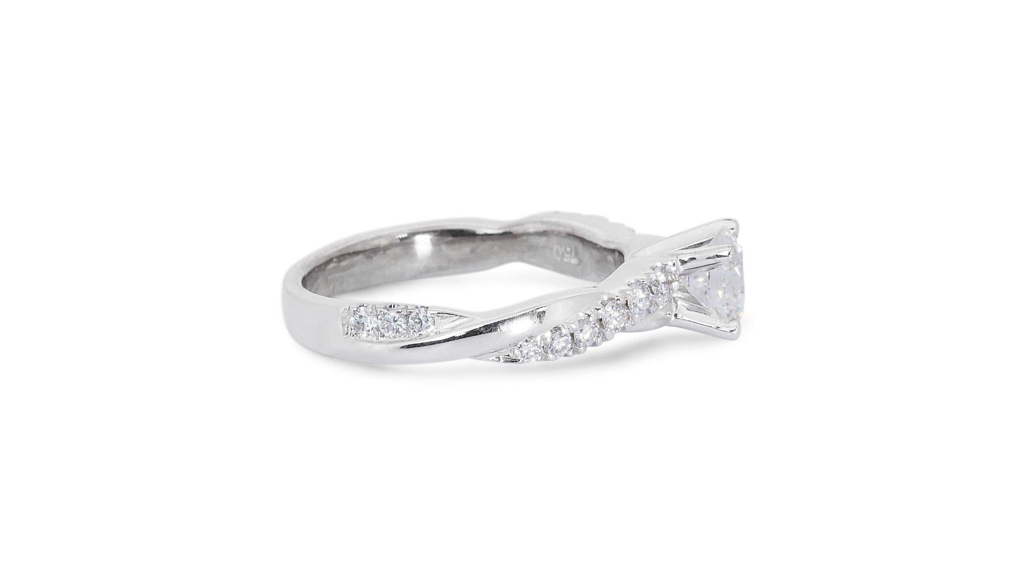 Ravishing 18k White Gold Pave Ring w/ 0.83 ct Natural Diamonds GIA Certificate In New Condition For Sale In רמת גן, IL
