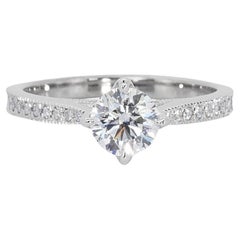 Ravishing 18k White Gold Pave Ring w/ 1.14ct Natural Diamonds GIA Certificate