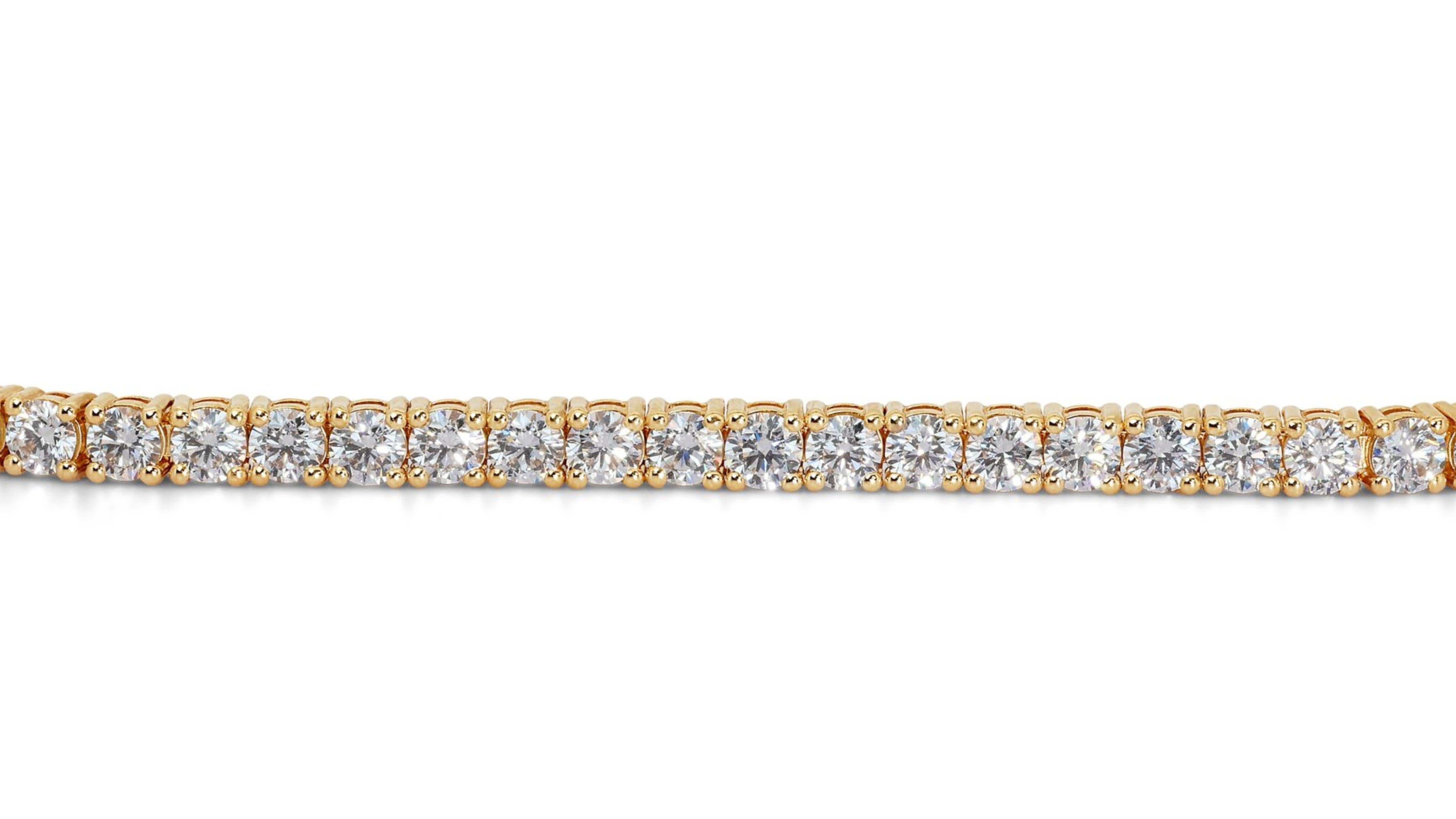 Ravishing 18k Yellow Gold Bracelet w/ 12 ct Natural Diamond IGI Certificate In New Condition For Sale In רמת גן, IL