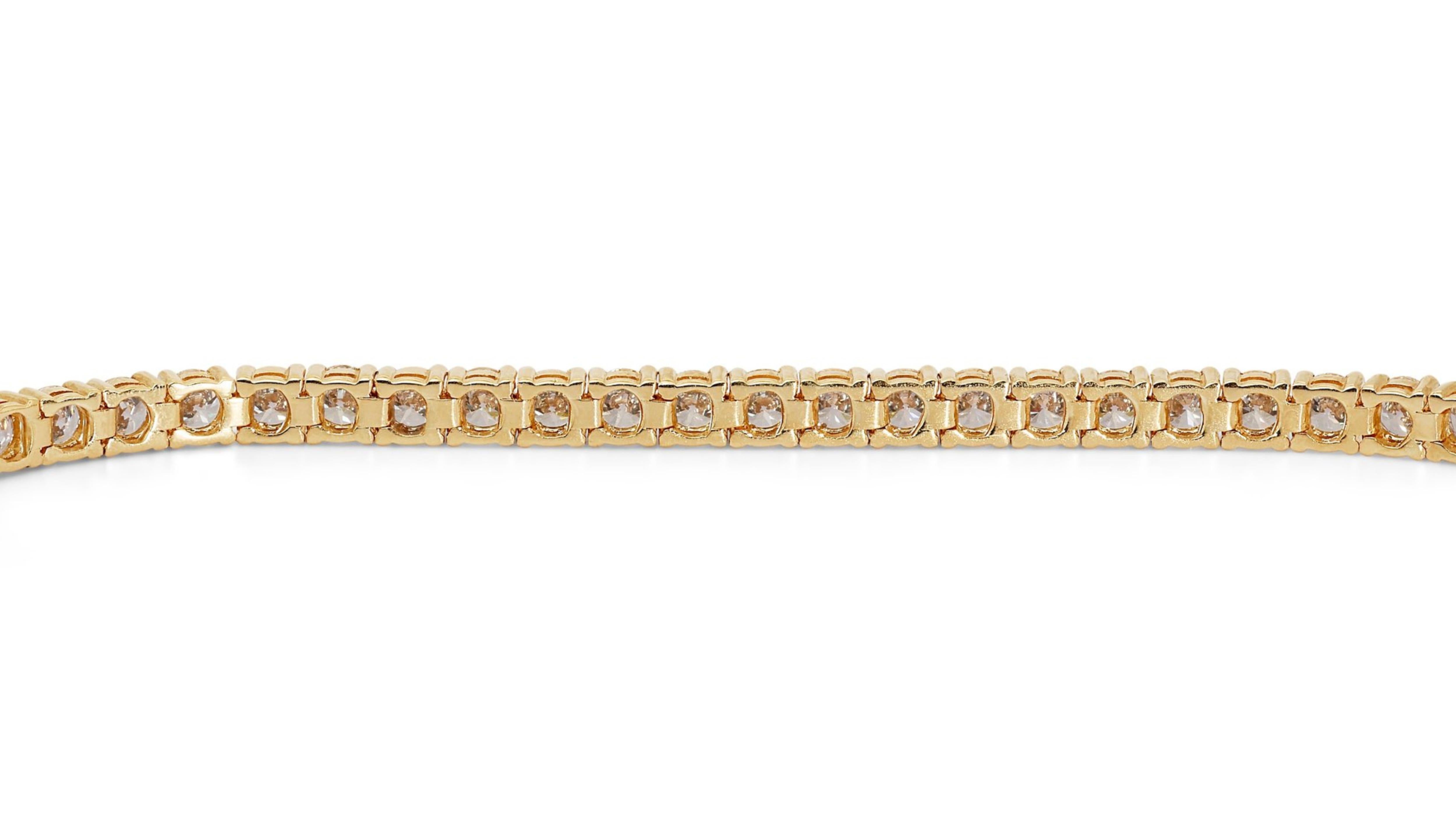 Women's or Men's Ravishing 18k Yellow Gold Bracelet w/ 12 ct Natural Diamond IGI Certificate For Sale