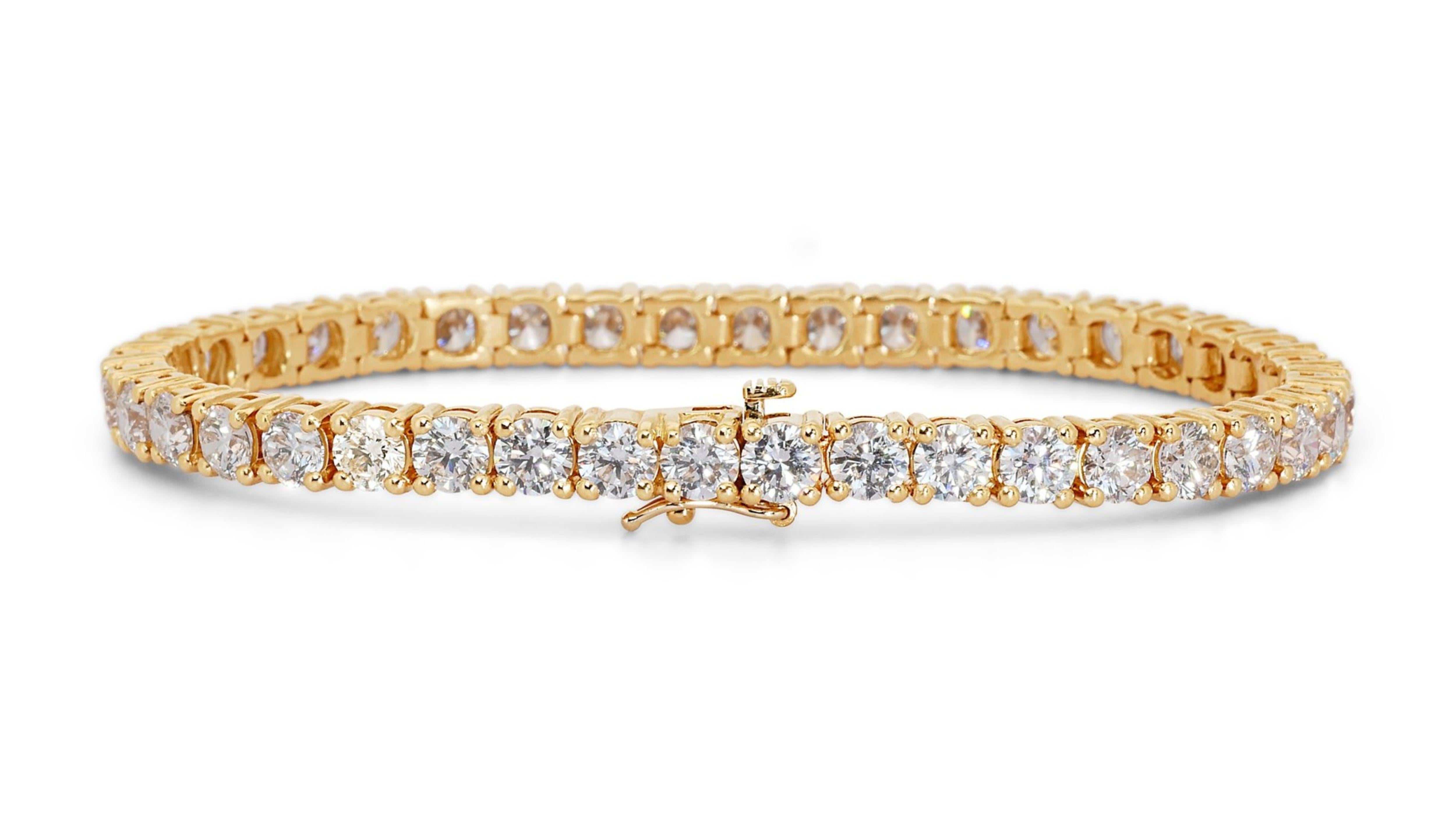 Ravishing 18k Yellow Gold Bracelet w/ 12 ct Natural Diamond IGI Certificate For Sale 2