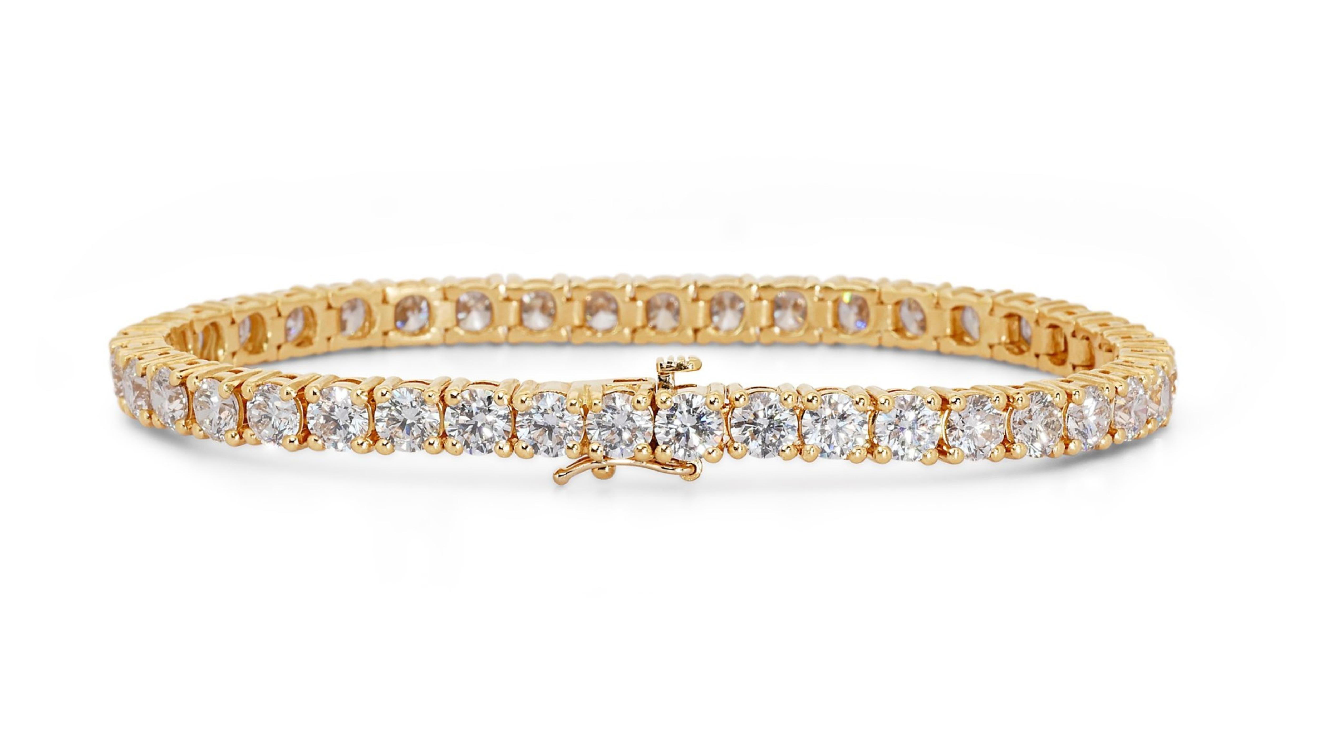 Ravishing 18k Yellow Gold Bracelet w/ 12 ct Natural Diamond IGI Certificate For Sale 3